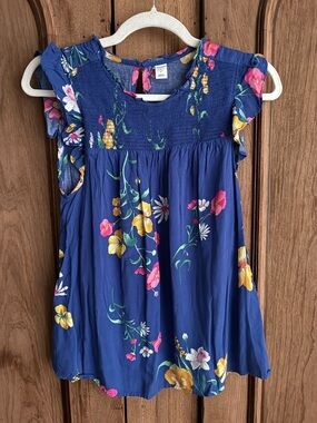 Old Navy Blue Floral Flutter Sleeve Top